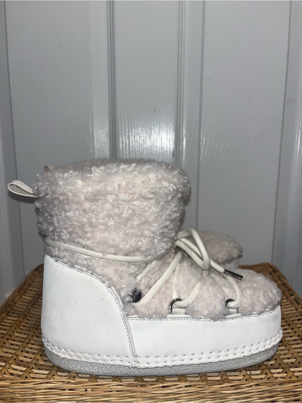 MICHAEL MICHAEL KORS Zelda Sherpa and suede booties in Natural